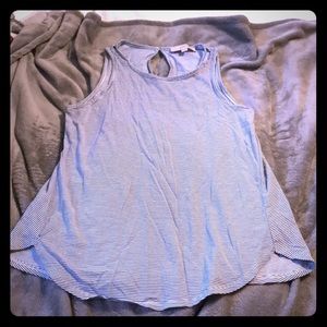LOFT Blue & White Striped Tank Top Medium
